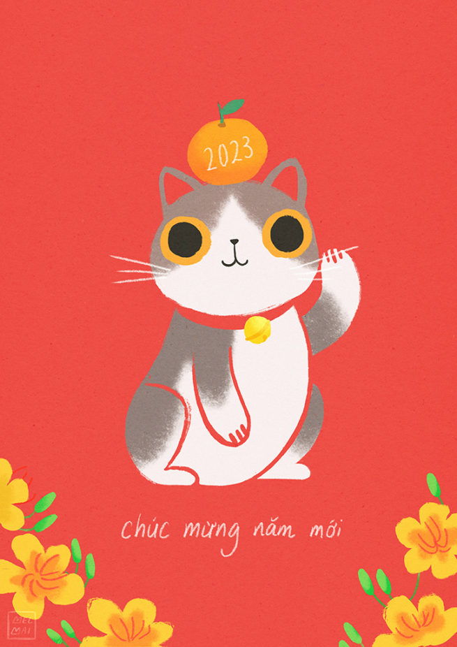illustration of lunar new year cat
