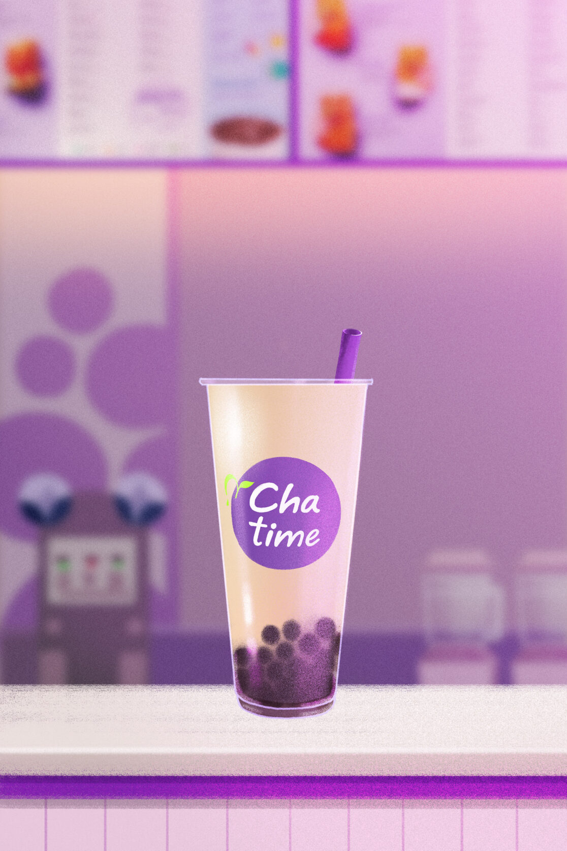 Chatime cup on counter